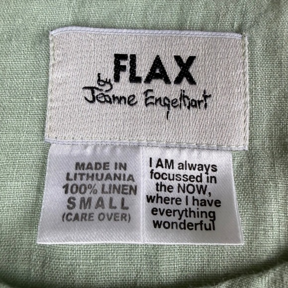 Flax 100% Linen Tank Top Womens S Green Sleeveless Summer Lagenlook Coastal Top - Picture 3 of 5